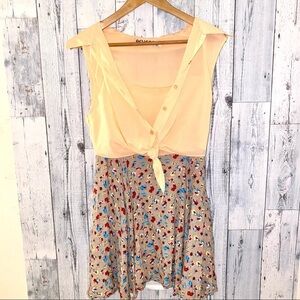 Reverse L cottage core country flower tie dress 28